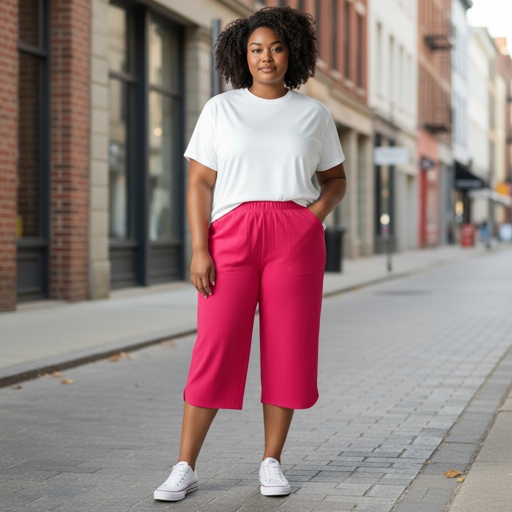 New Title Nine Slaycation 2.0 Crop Stretch Pants - Cerise Pink - Size XL